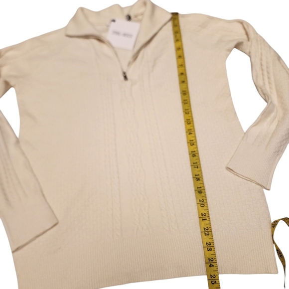 Spring + Mercer Men's Quarter Zip Cream Sweater S - Picture 9 of 11
